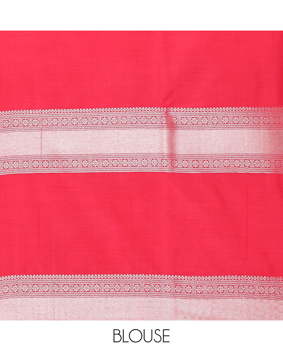 Red paisley vine jacquard design fancy softy saree, traditional zari border & pallu of intricate designs