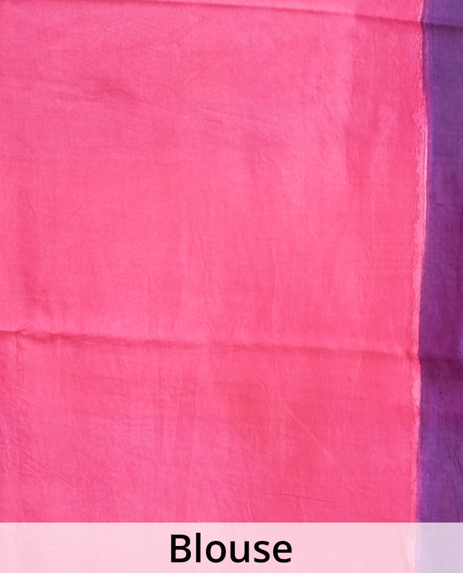 Multi-color uniquely printed silk saree, contrast plain border 