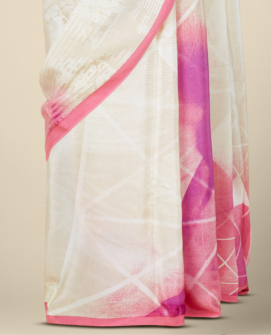 Sandal abstract-style uniquely digital printed pure crepe, contrast thin border