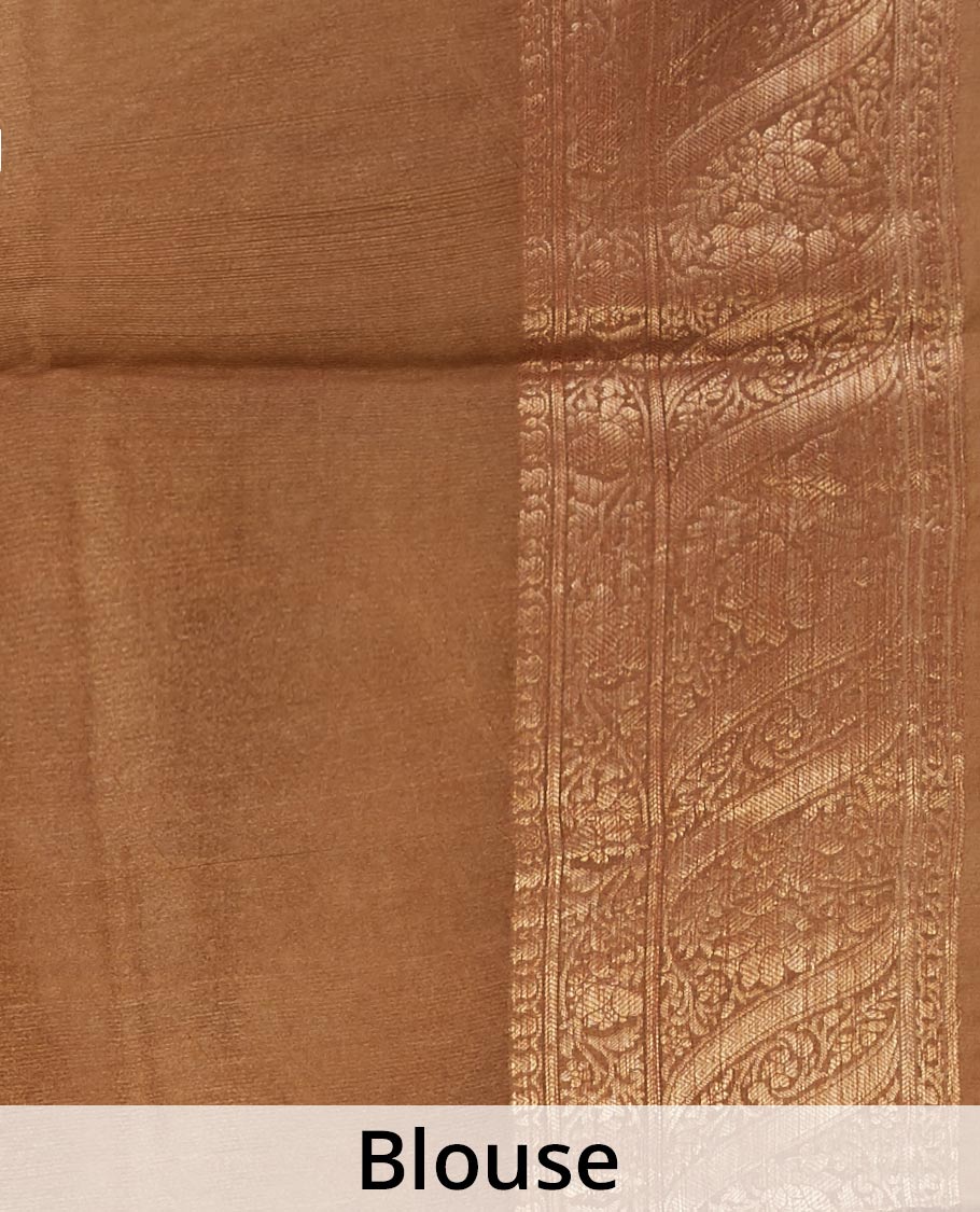 Yellow floral & abstract-style printed organza saree with contrast border of traditional designs