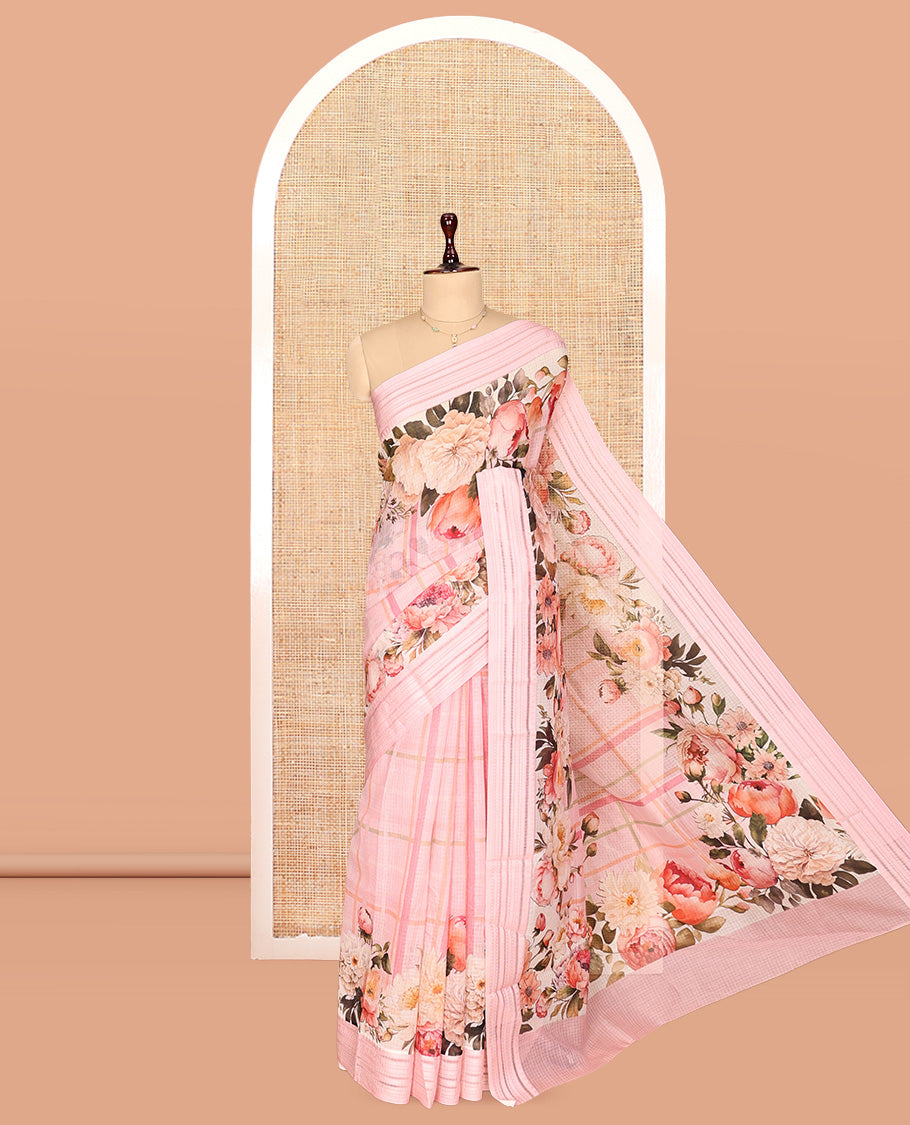 Pink Checks Kota Saree