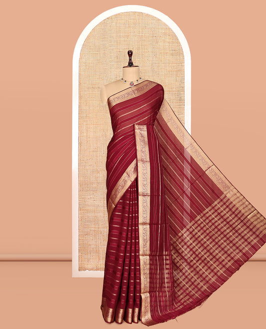 Light Maroon Semi Mysore Silk Saree