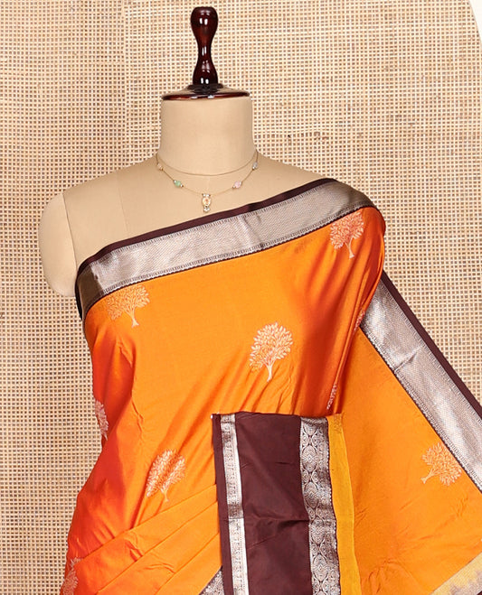 Orange Zari Butta Gift Saree