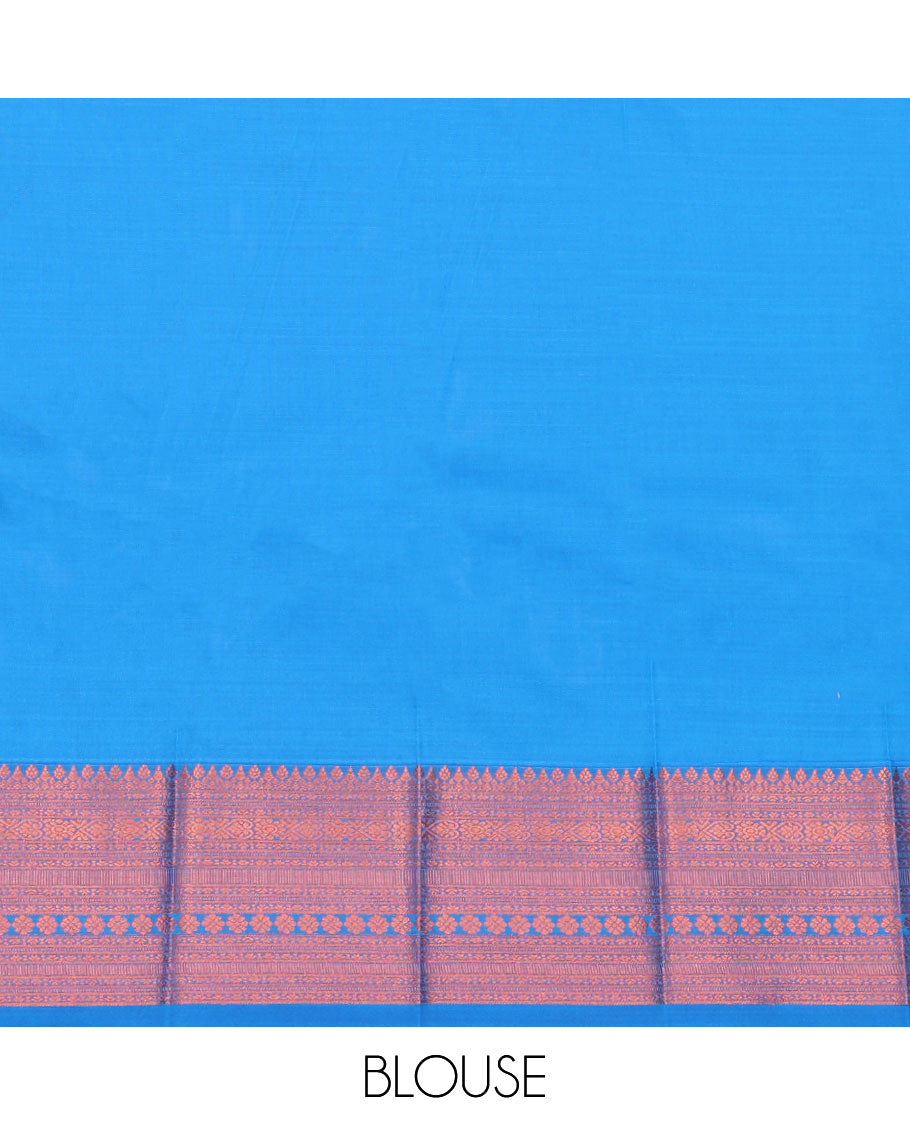 Blue Budget Silk Saree, Decked Up with Zari Buttas and Checks All Over Its Body, Highlighted by a Traditional Zari Design Border, Grand Pallu, and Paired with a Matching Blouse