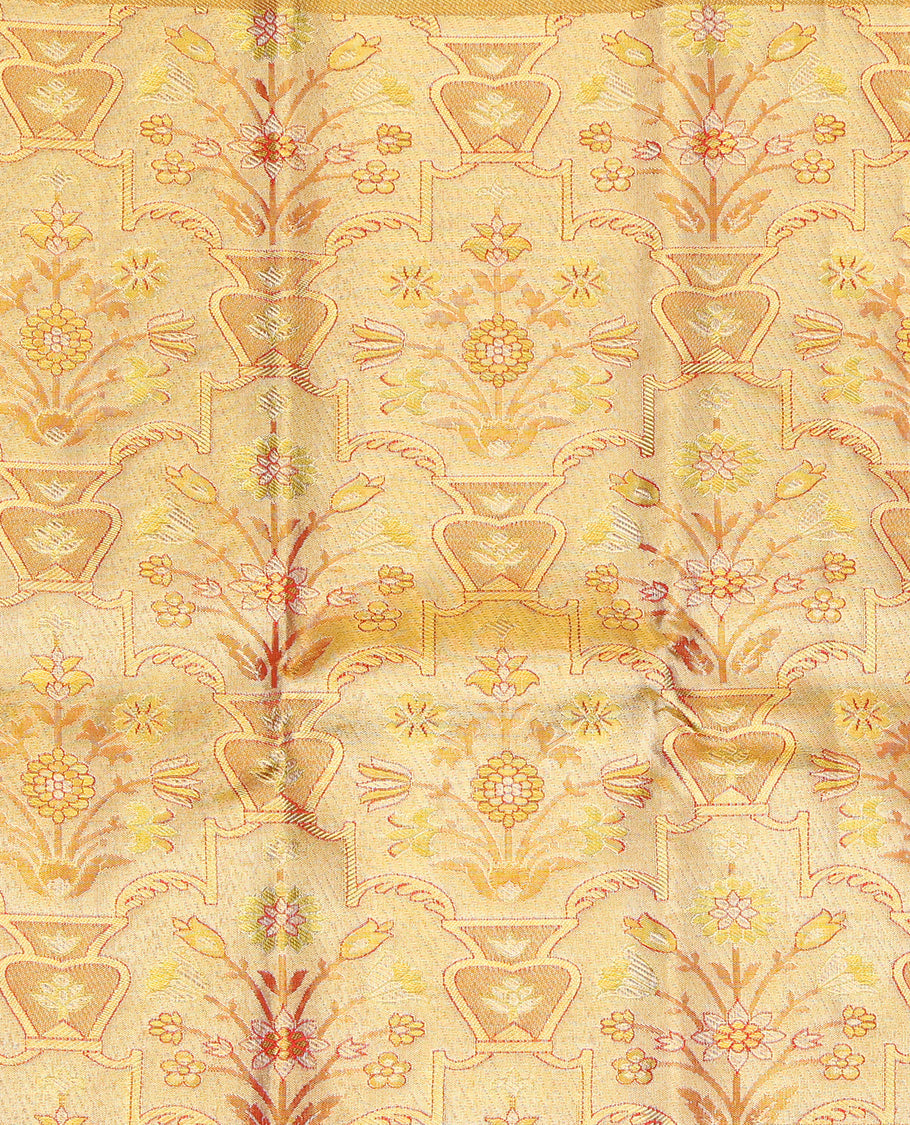 Cream Pure Silk Navarathna Pavadai Material Set