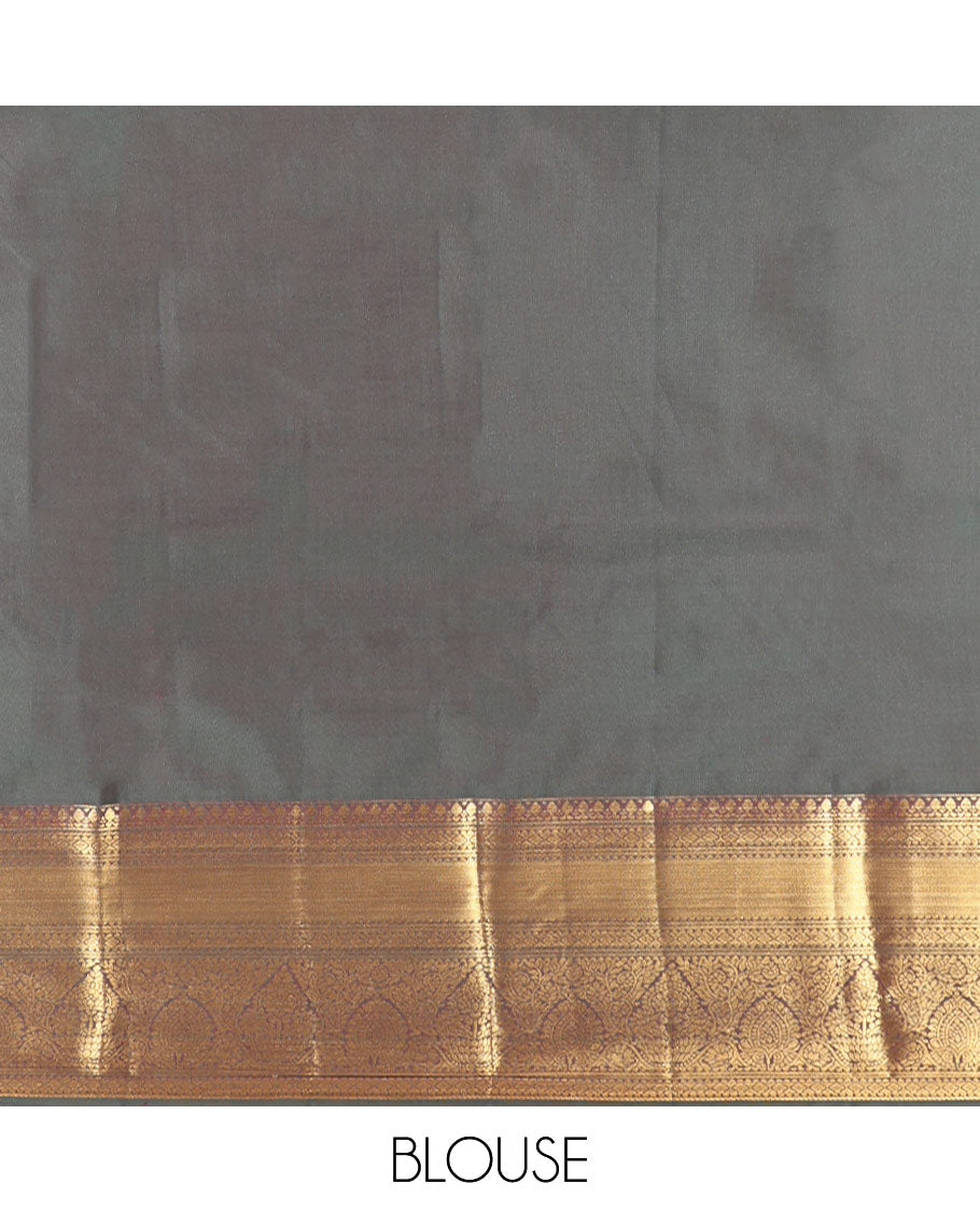 Grey Dual-Toned Budget Silk Saree, Spotlighted with Zari Buttas, Highlighted by a Traditional Border, Grand Pallu, and a Matching Blouse