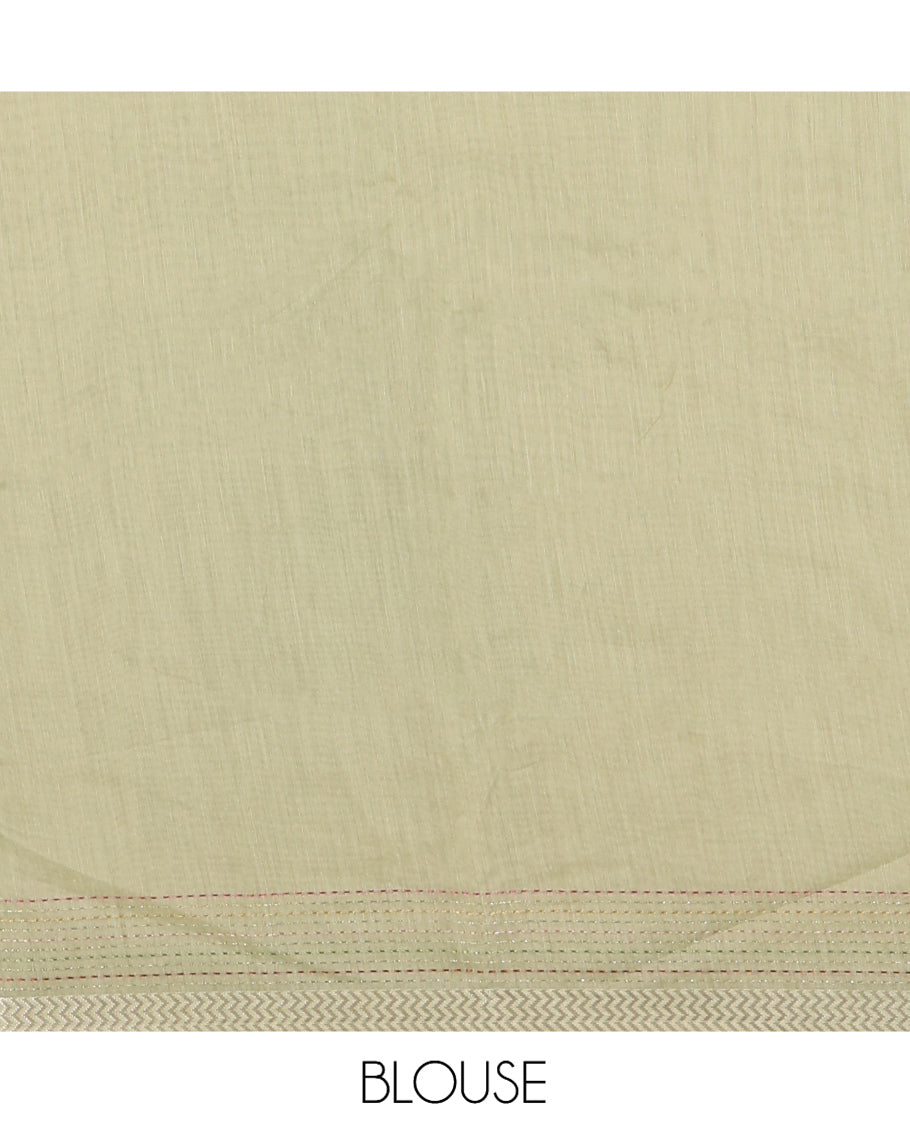 Pista Green Plain Chanderi Cotton Saree