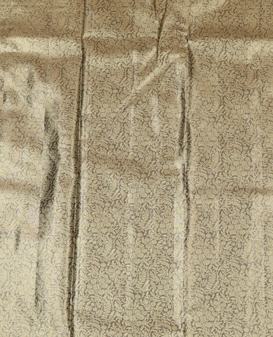 Grey Jacquard Art Silk Pavadai Material, a Contrast Traditional Zari Border, a Contrast Blouse