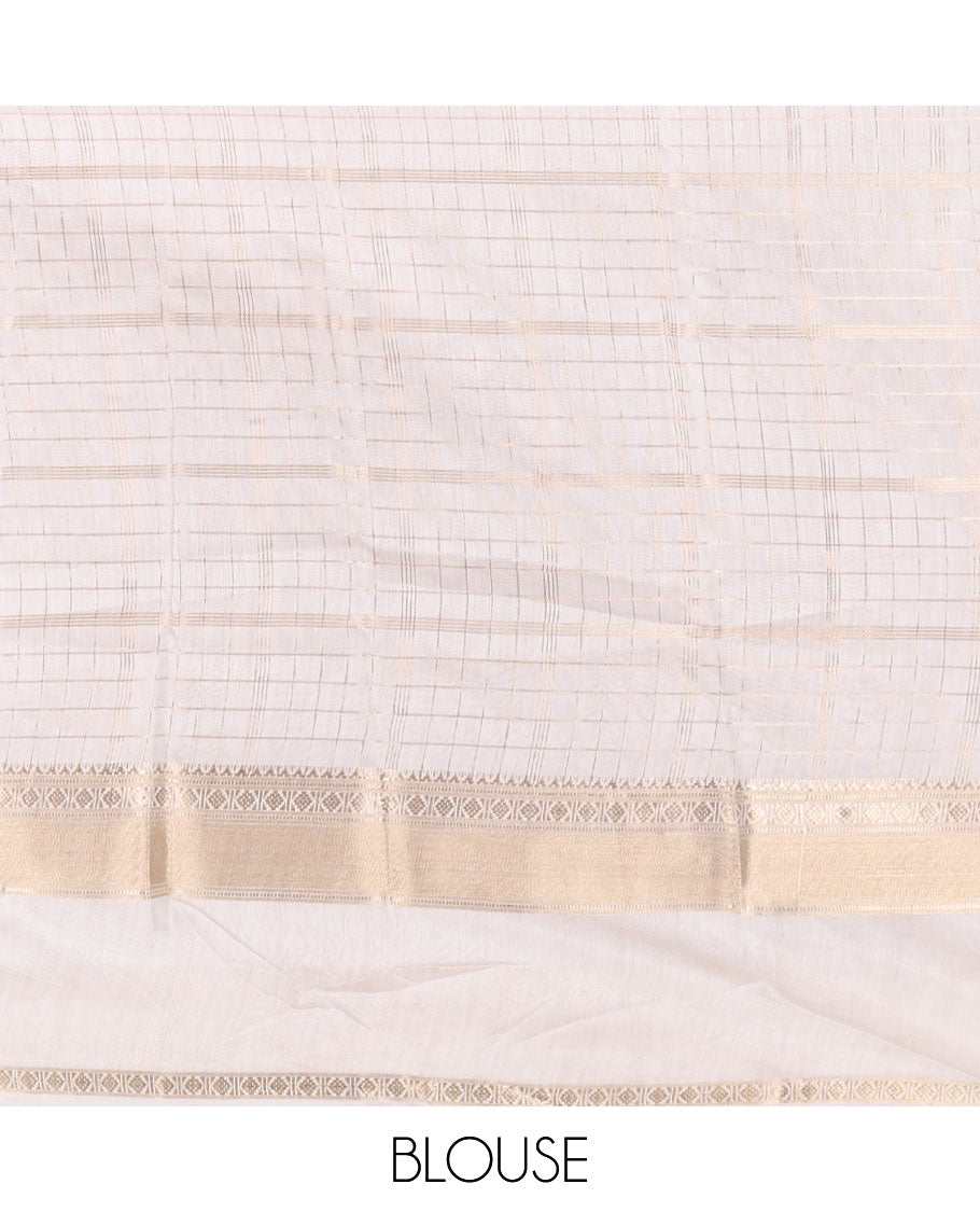 Maroon Assam Silk Saree Featuring Zari Checks, Complemented by a Contrast Traditional Zari Border, Intricate Pallu, and a Contrast Blouse