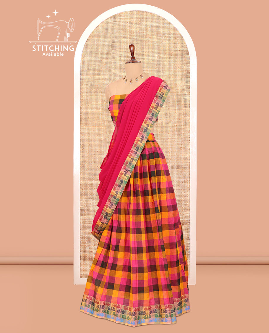 Multi-Color Chettinad Cotton Half-Saree