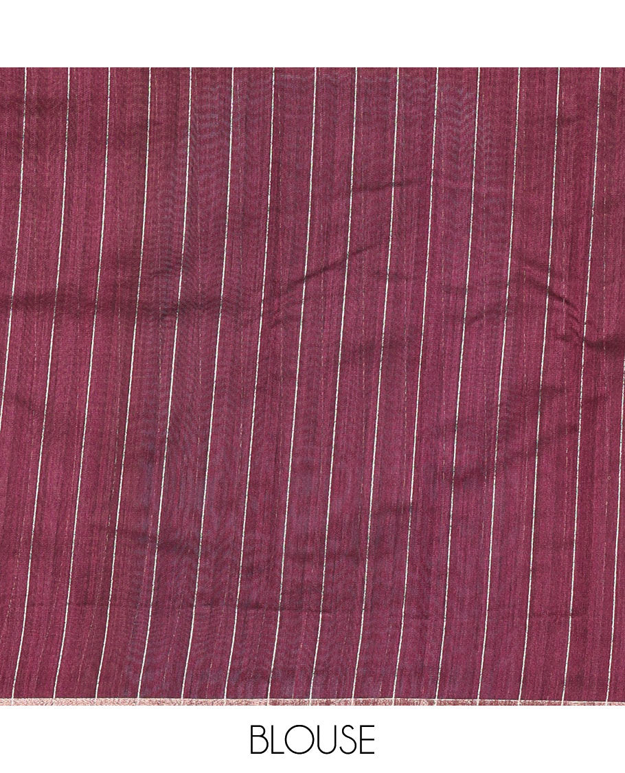 Borderless green neem zari circle motifs fancy tussar saree with contrast diamond-patterned zari-rich pallu, and a contrast striped blouse