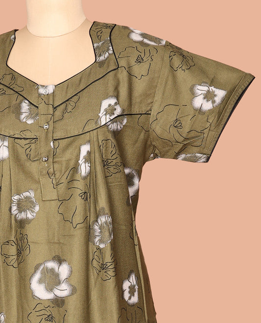 Green Unique Design Cotton-Blended Nighty