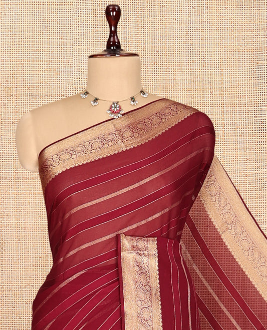 Light Maroon Semi Mysore Silk Saree
