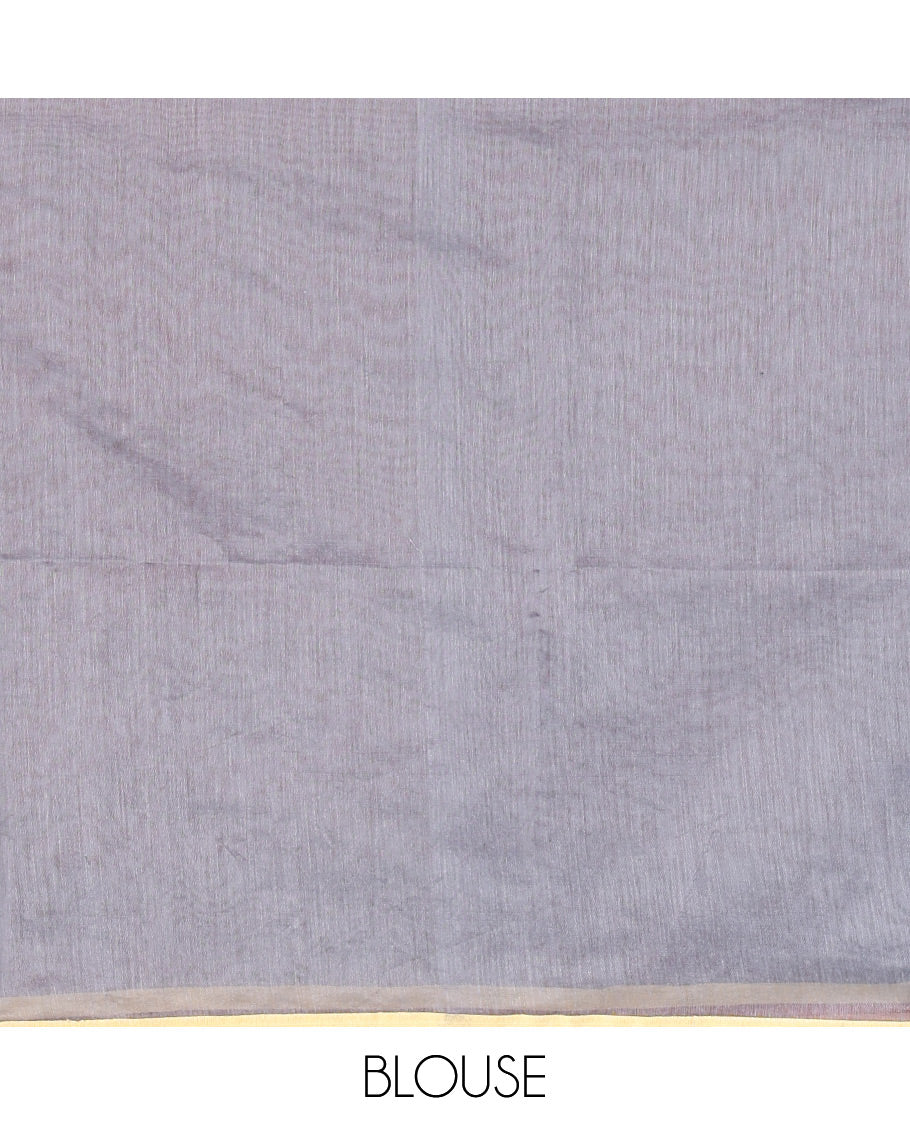 Red Warli-village printed khadi cotton saree, printed border, and contrast warli motifs printed pallu, and contrast plain blouse