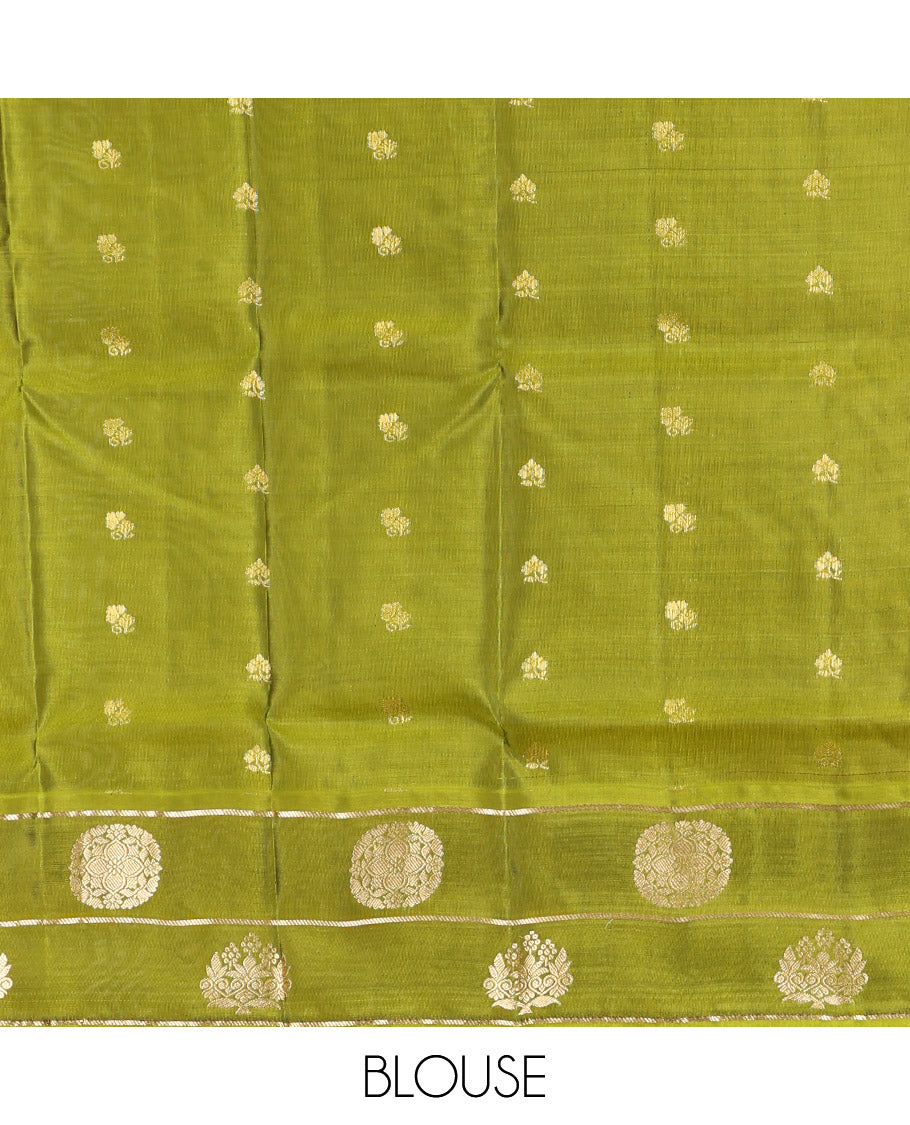 Maroon Mayuri Lite Silk Mix Saree, Adorned with Zari Buttas, Complemented by Contrast Zari Border, Grand Jaal Pallu, and a Contrast Blouse