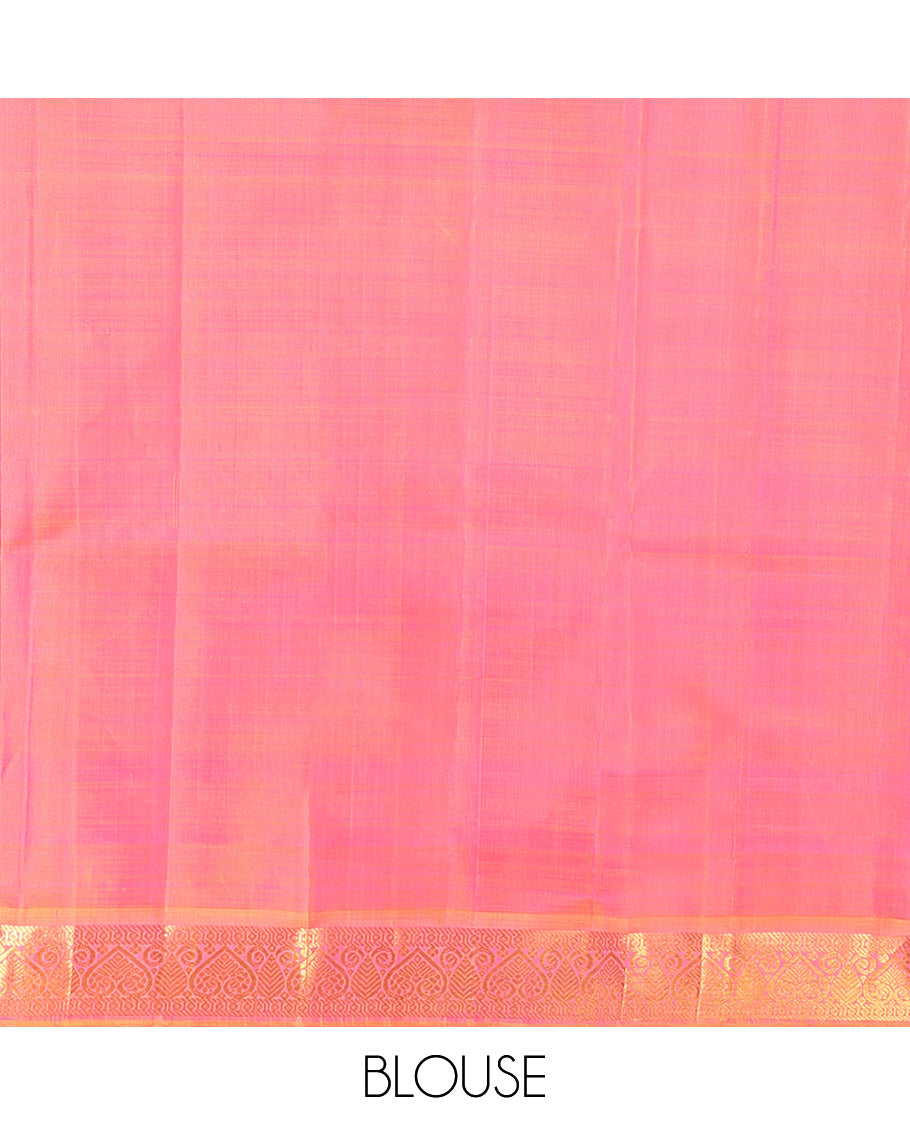 Pink Plain Kanchipuram Silk Saree