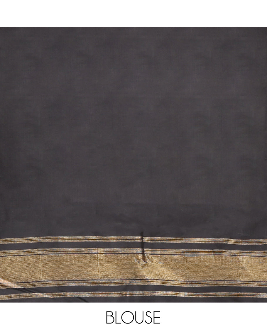 Black Plain Kanchipuram Silk Saree