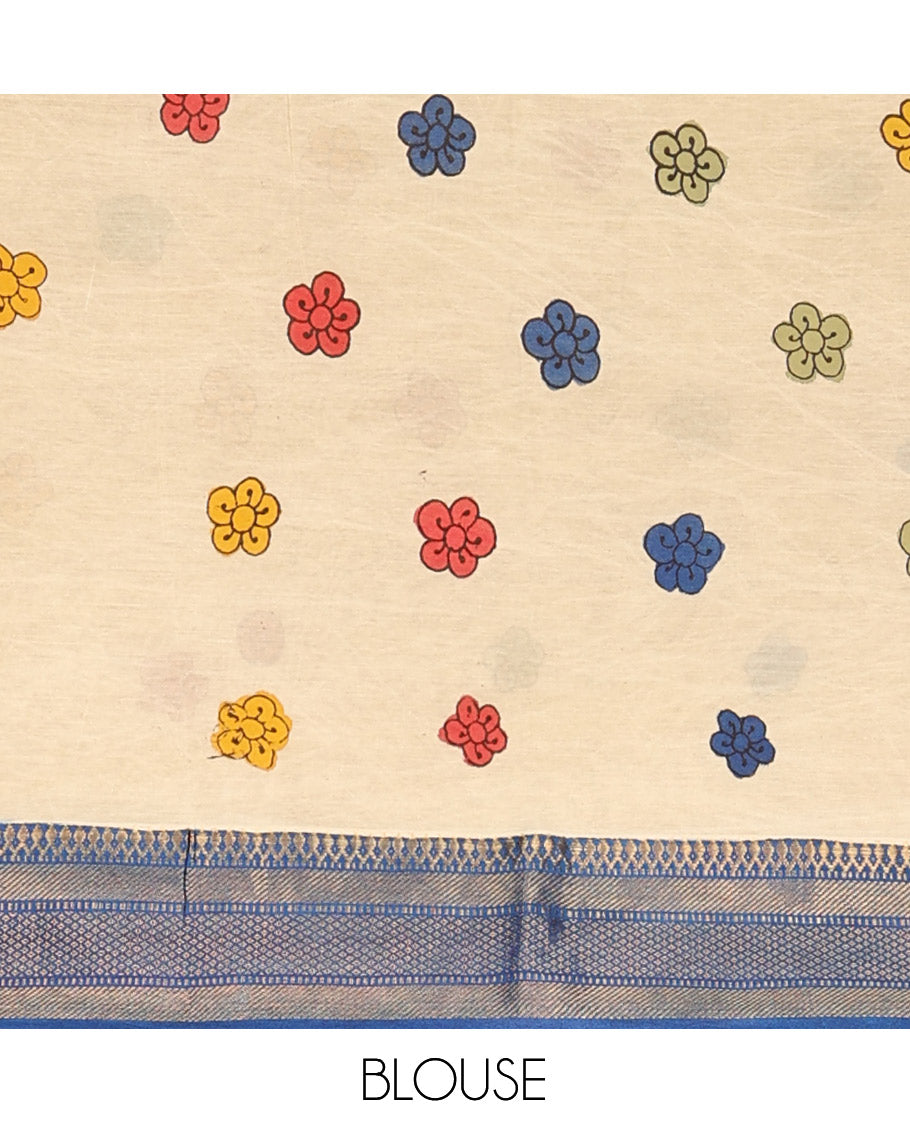 Sandal Tussar Kalamkari Saree