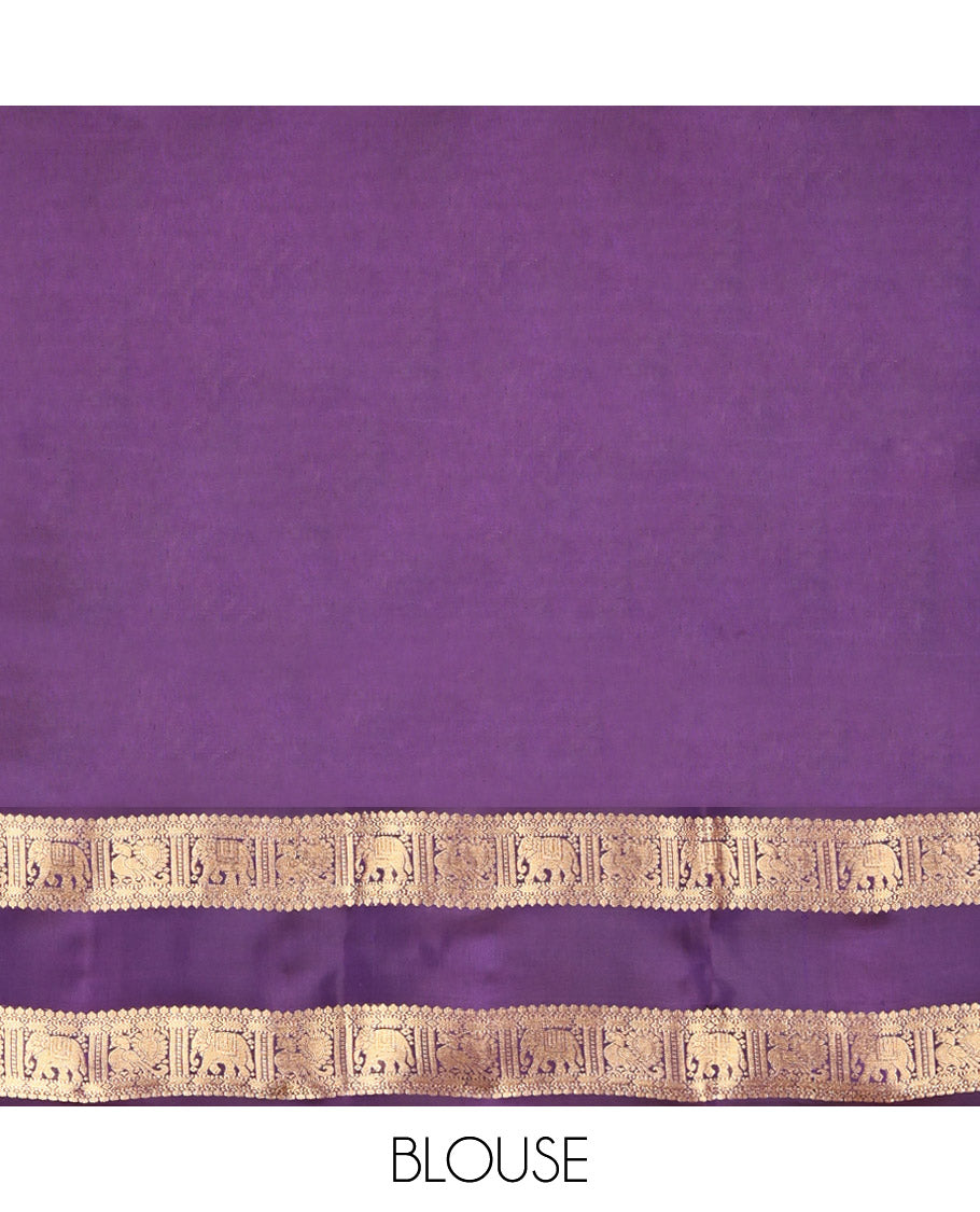 Blue Vasundhara Lite Silk Mix Saree, Spotlighted with Checks, Complemented by a Contrast Rettai Pettu Border of Thilakam Mokku, Yaanai and Mayil Design, Jaal Pallu, and a Contrast Blouse