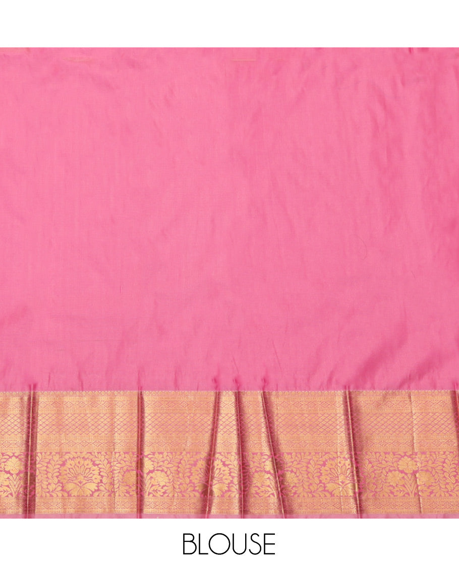 Blue Budget Silk Saree, Beautified with Zari Buttas, Complemented by Contrast Traditional Zari Border, Grand Pallu and a Contrast Blouse