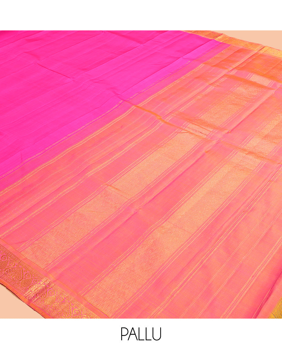 Pink Plain Kanchipuram Silk Saree