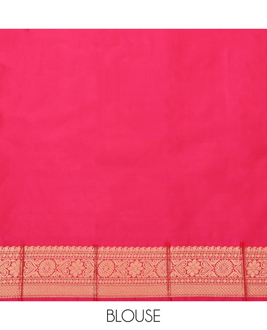 Pink Budget Silk Saree, Detailed with Zari Buttas, Highlighted by a Traditional Zari Border, Jaal Pallu, and Matching Blouse