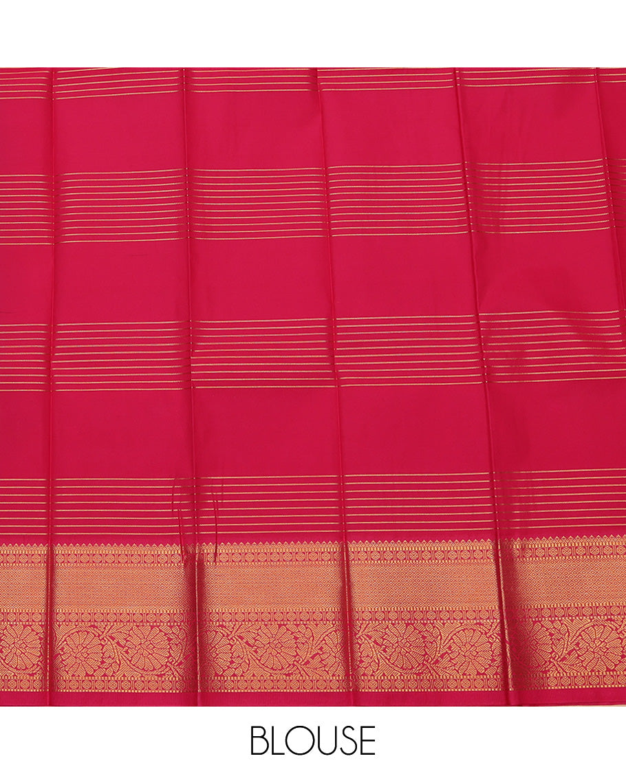 Green Budget Silk Saree, Richly Designed with Zari Butta Enclosed Checks On Its Body, Complemented by Contrast Traditional Zari Designs Woven Border, Grand Jaal Pallu and Paired with a Contrast Blouse