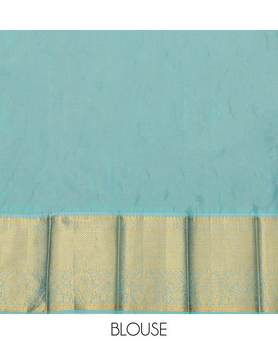 Red Budget Silk Saree, Elevated with Zari Buttas and Checks, Complemented by a Contrast Traditional Zari Border, Grand Pallu, and Contrast Blouse