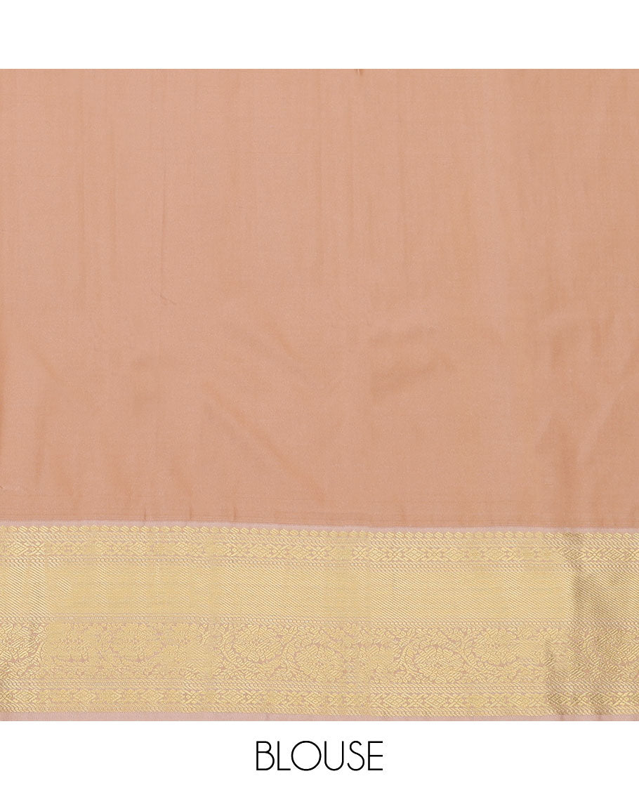 Green Budget Silk Saree, Detailed with Zari Buttas and Checks on Its Body, Complemented by a Contrast Traditional Zari Design Border, Intricately Designed Pallu, and Paired with a Contrast Blouse