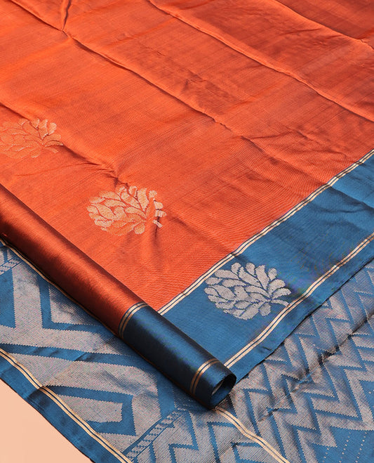 Orange Zari Butta Mayuri Lite Silk Mix Saree