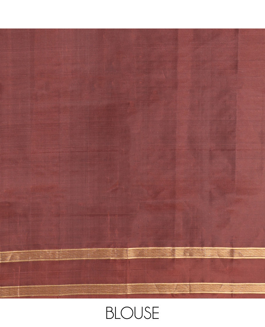 Blue Mayuri Lite Silk Mix Saree, Crafted with Zari Buttas, Contrast Border, Pallu of Intricate Designs, and a Contrast Blouse