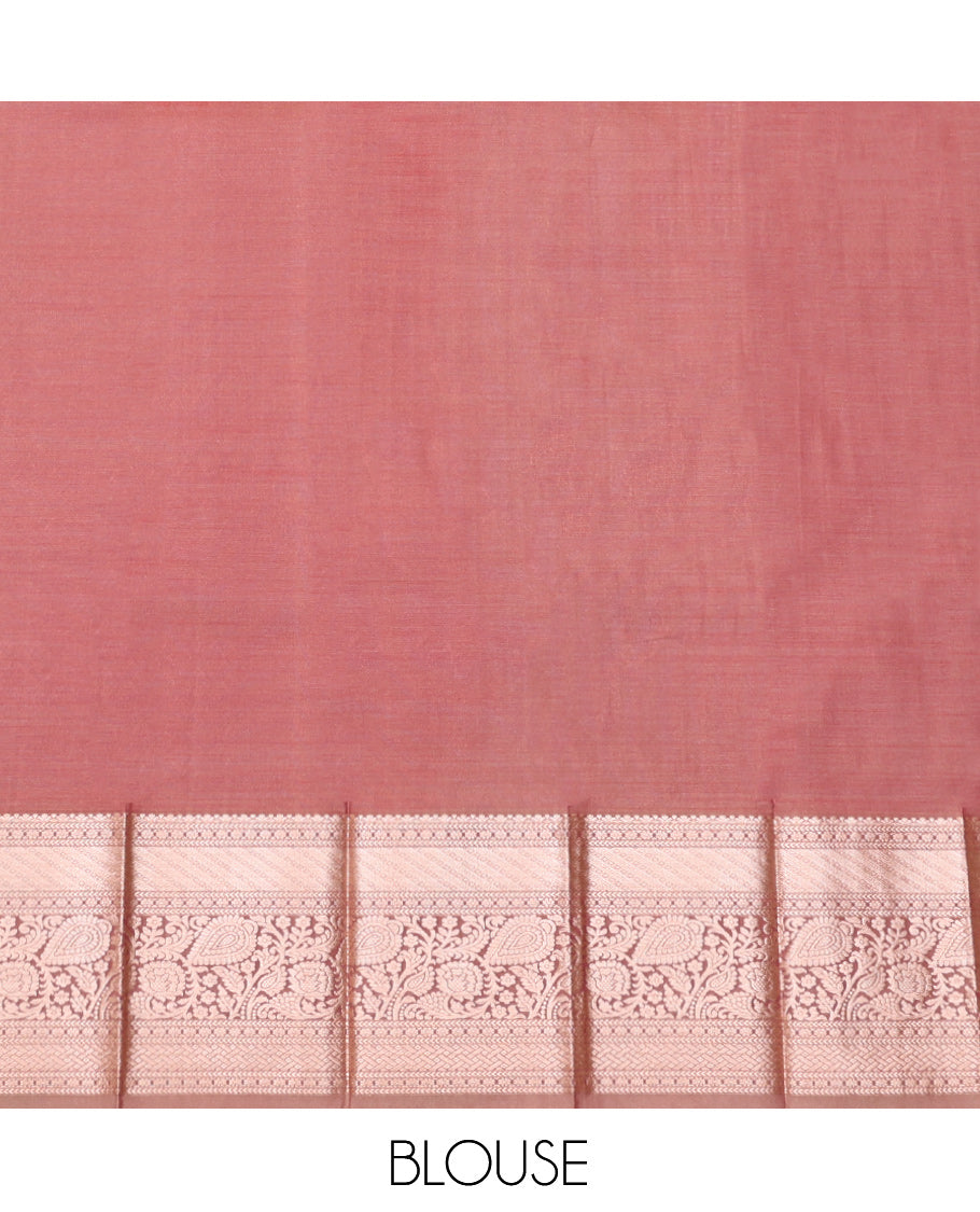 Red Budget Silk Saree, Spotlighted with Zari Buttas, Complemented by Contrast Traditional Zari Border, Jaal Pallu, and a Contrast Blouse