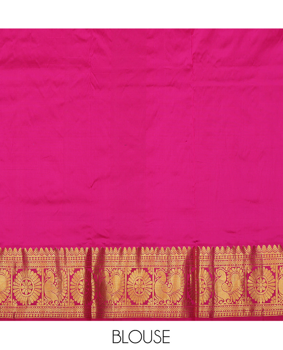 Blue Pure Silk Navarathna Pavadai Material Set