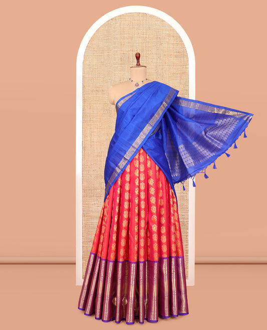 Red Pure Silk Half Saree