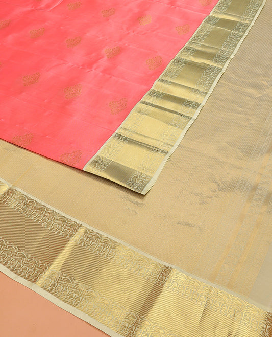 Pink Vasundhara Lite Silk Mix Saree Delicately Woven with Zari Buttas, Featuring a Contrast Border of Traditional Designs, Pallu Elevated with Jaal Design, and a Contrast Blouse