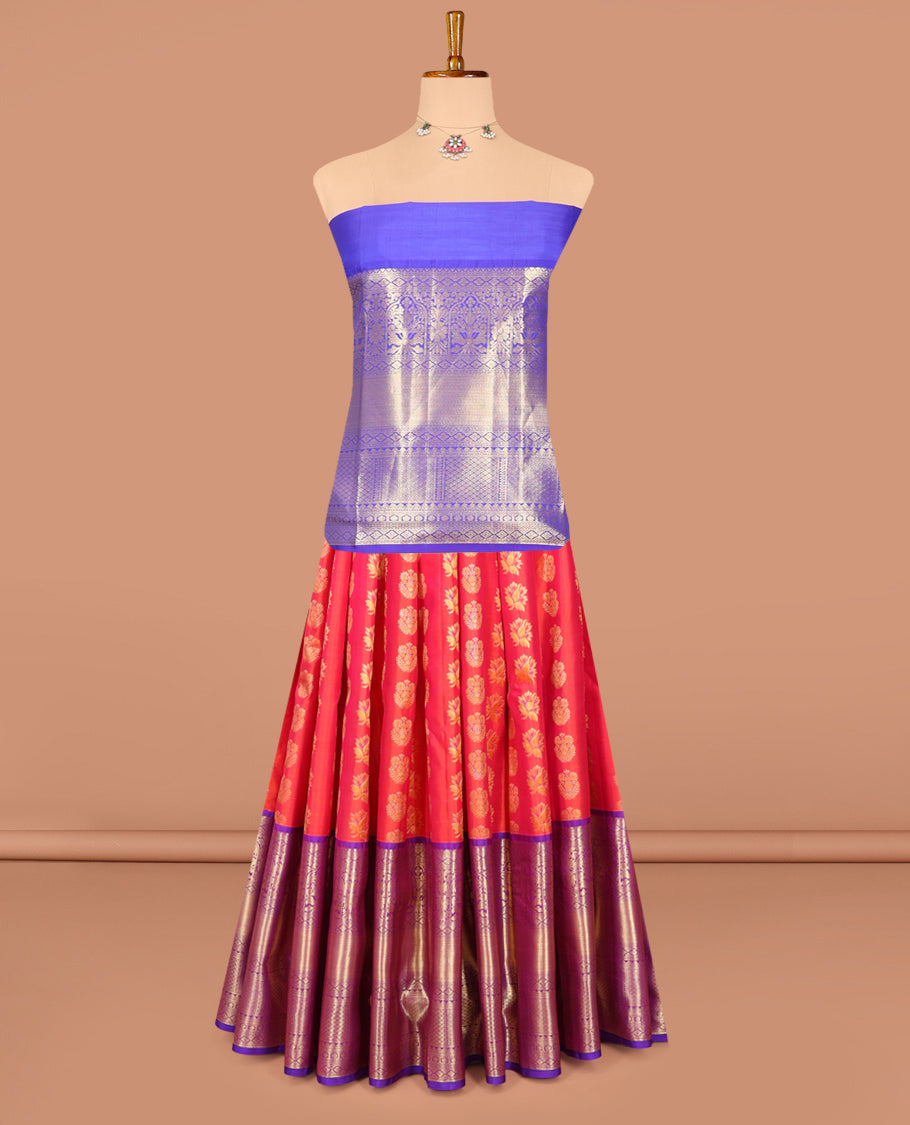 Red Pure Silk Half Saree