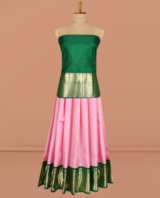 Pink Pure Silk Pavadai Material Set