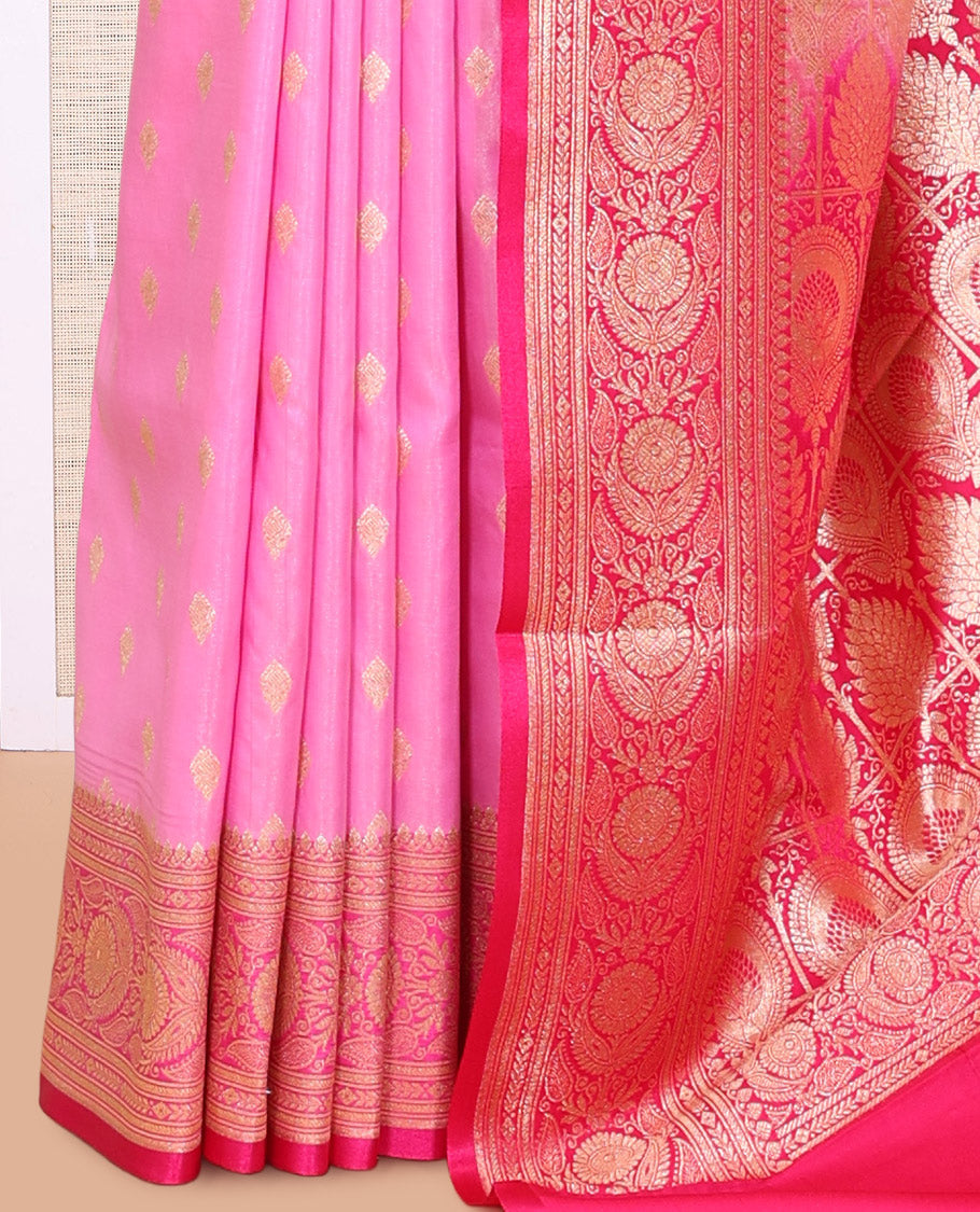 Pink Banaras Nylon Saree