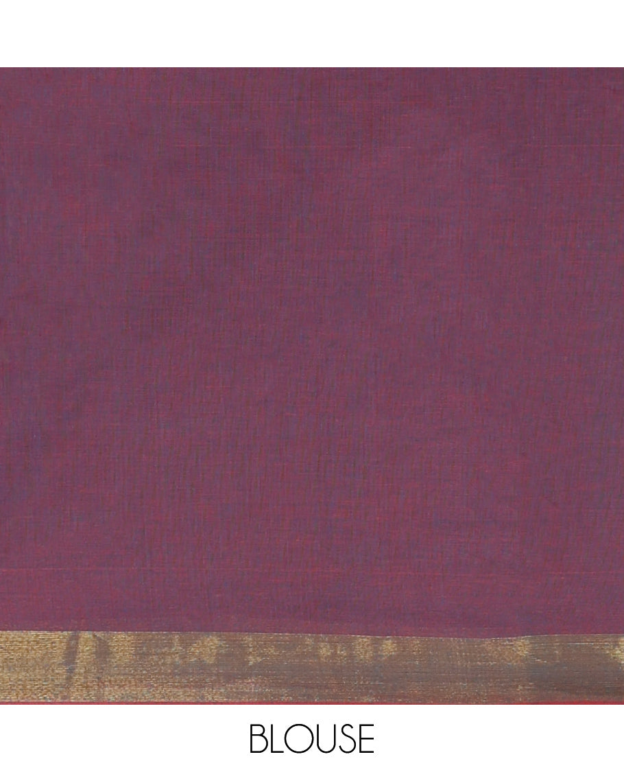 Maroon Jute Cotton Saree
