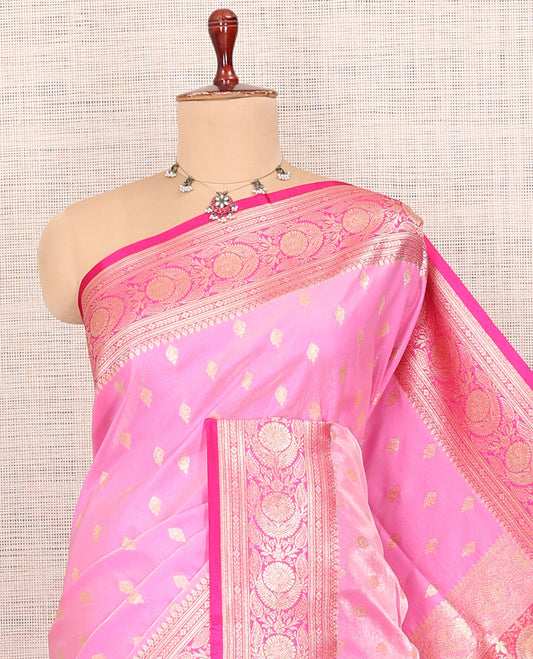 Pink Banaras Nylon Saree