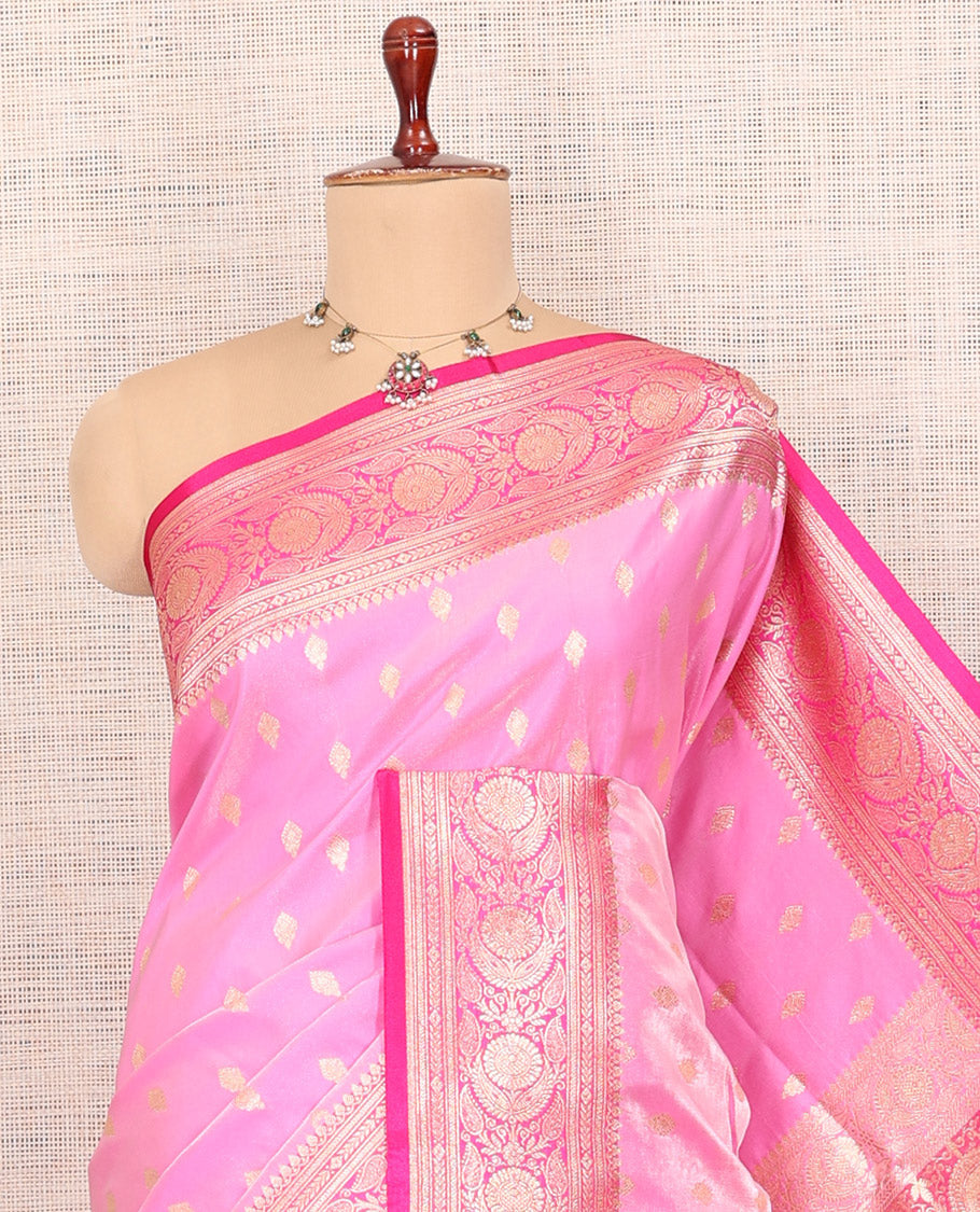 Pink Banaras Nylon Saree
