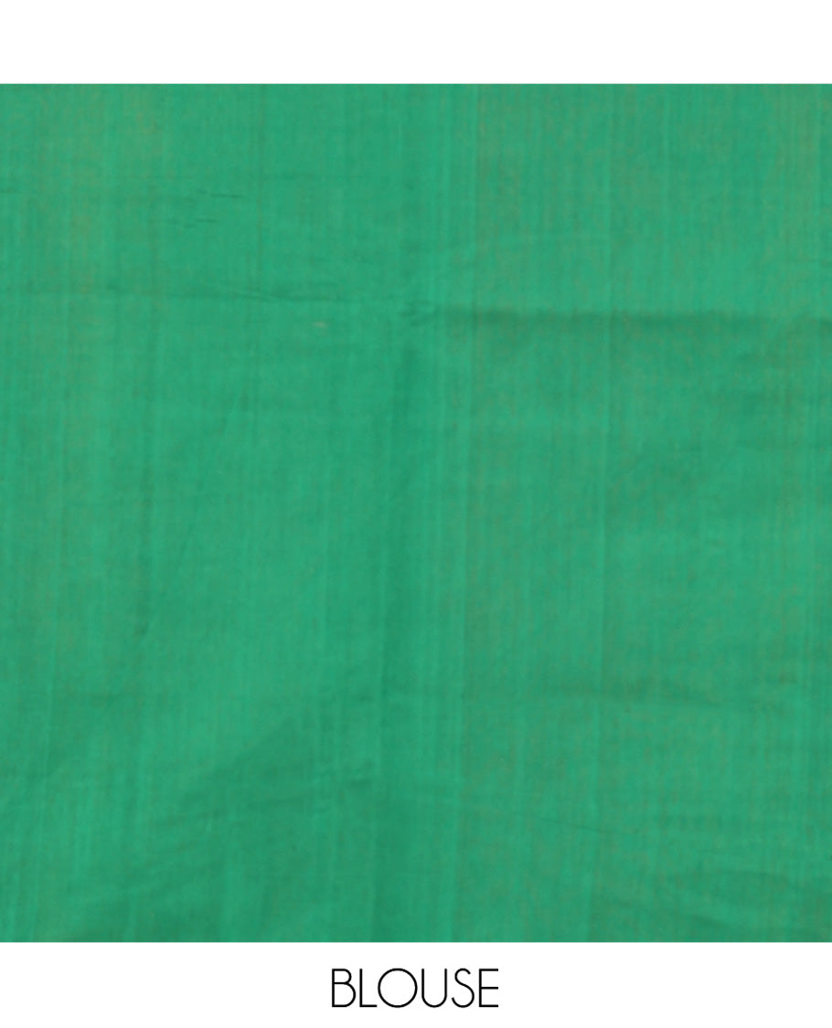 Borderless Yellow  Mangalgiri Cotton Saree, Uniquely Designed with Ikat Texture, Complemented  by Contrast Pallu, and Paired with a Contrast Blouse