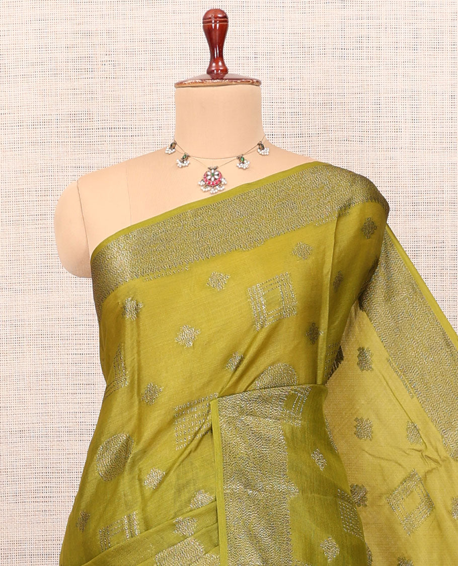 Green Tussar Silk Saree