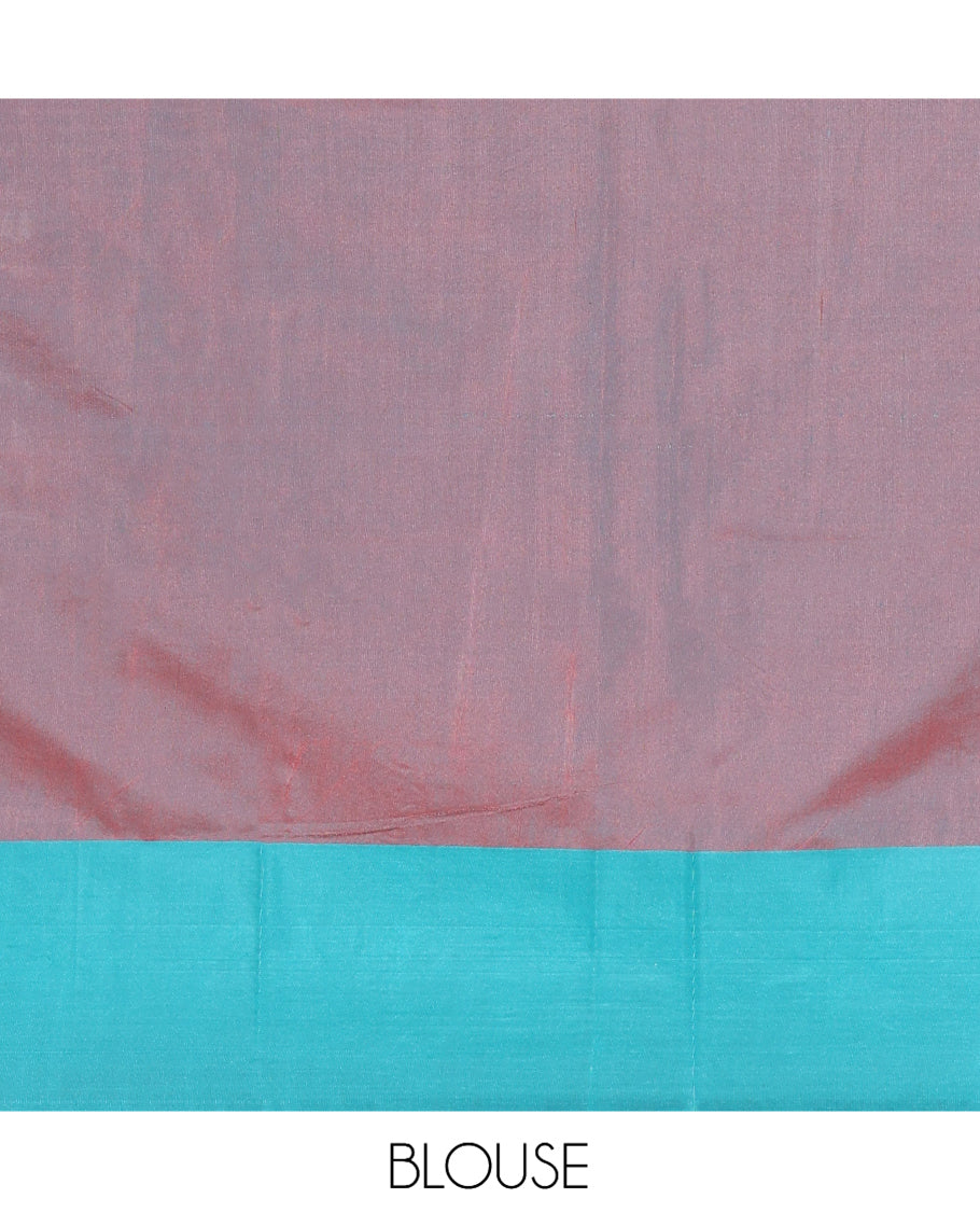 Rani Pink Semi-Soft Silk Saree, Elevated with Chevron Stripes, Complemented by a Contrast Zari Striped Border, and a Contrast Blouse