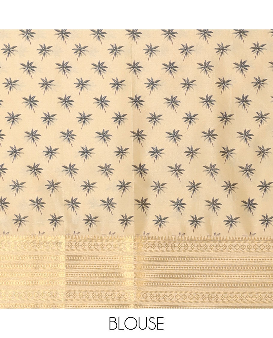 Yellow striped design art  mysore silk saree with striped zari border & Rajasthan theme design pallu