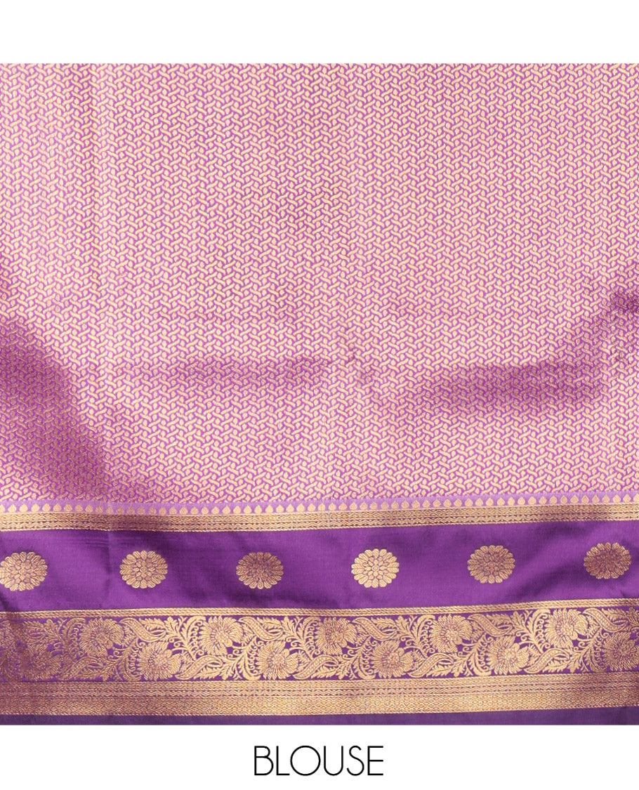 Beige Art Silk Saree, Entralled with Zari Buttas, a Contrast Traditional Zari Border, Grand Pallu and a Contrast Blouse