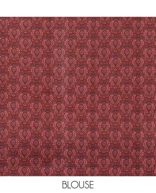 Cream plain design Kota checks saree with a contrast double-sided border & pallu of kalamkari-style motifs print, kalamkari printed blouse