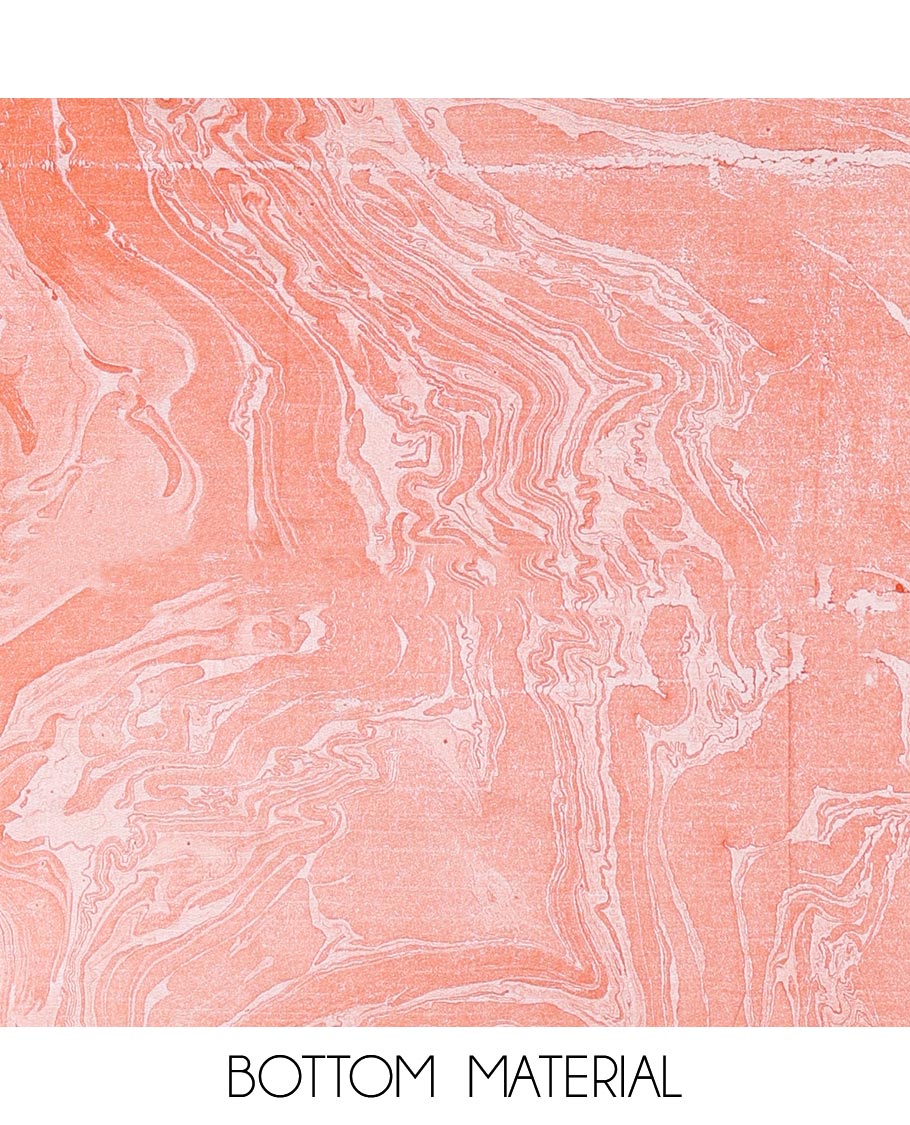 Orange semi-jute cotton material churidar set, abstract marble print top, abstract marble print bottom, and abstract marble print dupatta