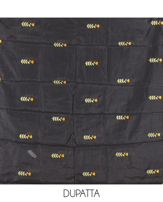 Black Mul Chanderi Material Chudidar Set