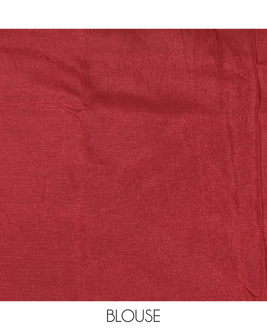 Borderless maroon shibori printed with shell motifs, blockprinted Manipur tussar saree, shibori printed pallu, and a plain matching blouse